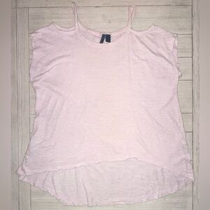 Anthropologie Left of Center Light Pink Open Shoulder Top